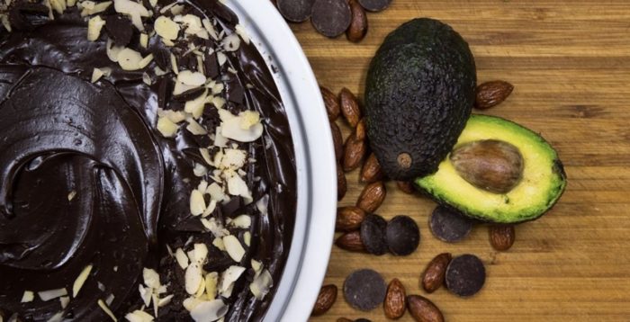 Avocado and nuts around a bowl