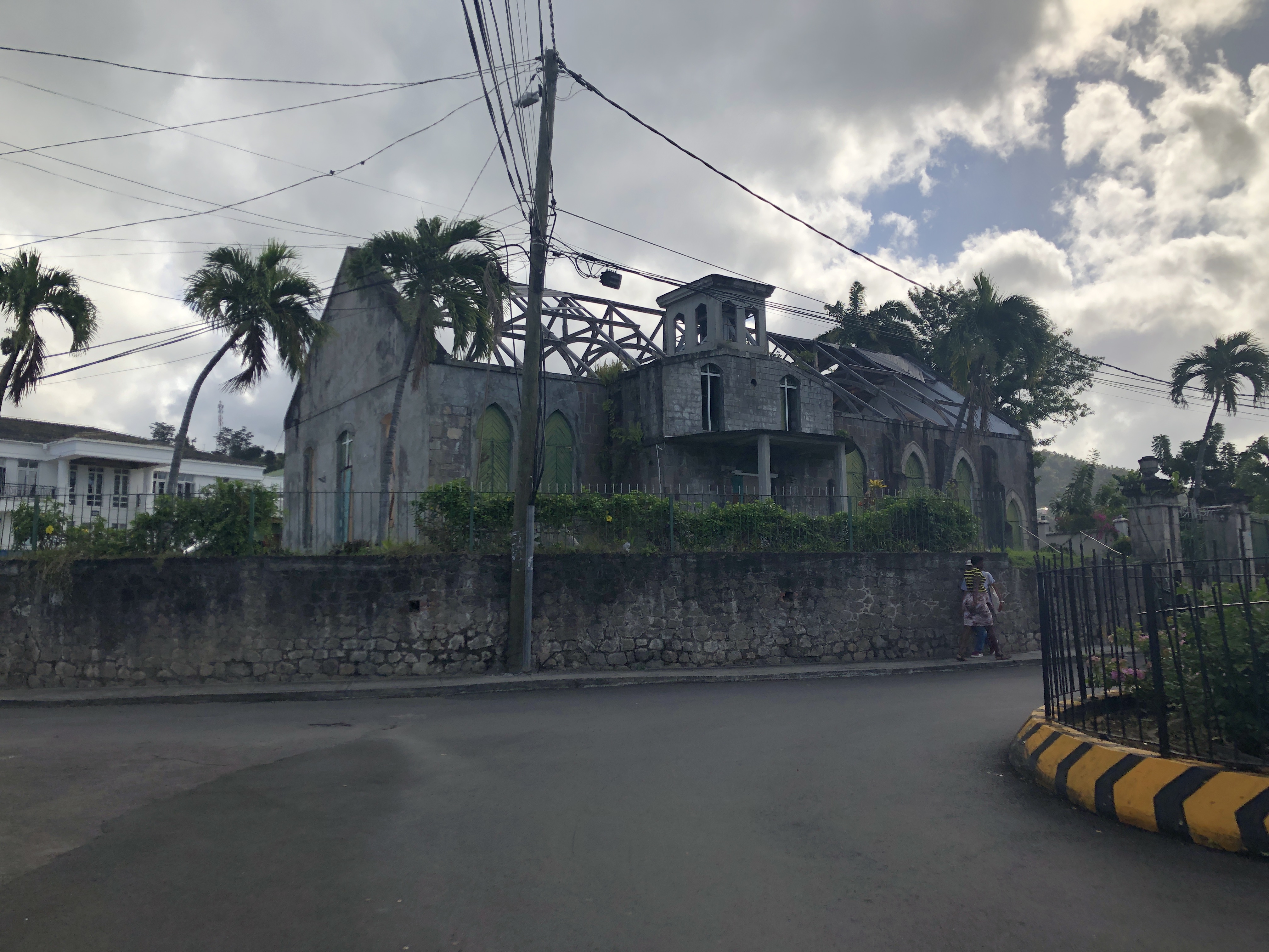 A devastated church in Roseau, Dominica.